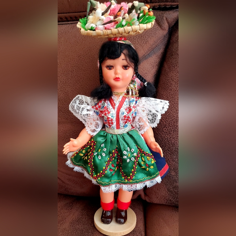 Vintage Plastic Portuguese Doll. 12-1/2" tall. Excellent Vintage condition.